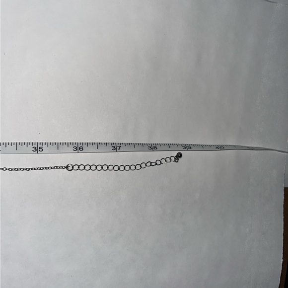 Long Filigree Marcasite Style Oval Link Necklace | 36” Adjustable Silver Tone - Picture 5 of 5